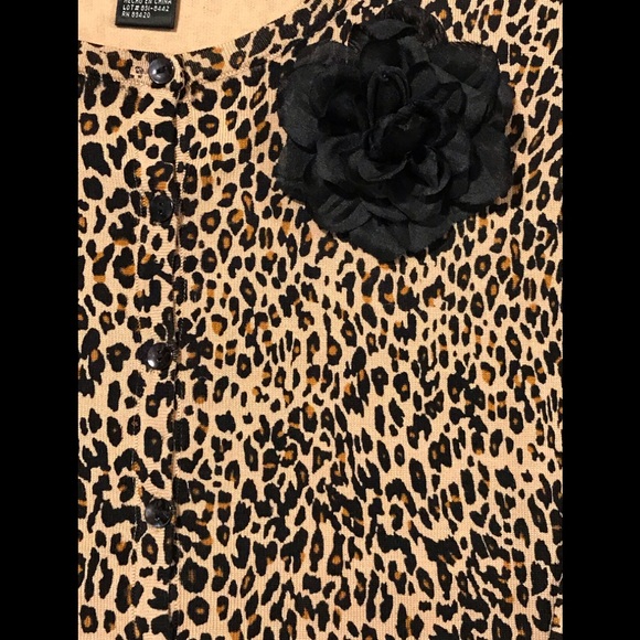 Silx By August Silk Brown & Black Leopard Print Button Up Cardigan. Sz L. - Picture 5 of 5